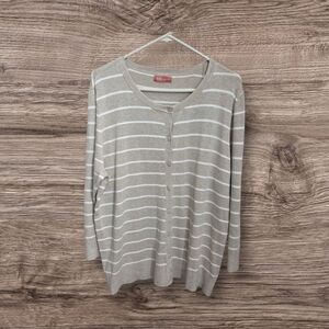 ⭐️Iyla Women's Tan And White Striped Cardigan Size XXL